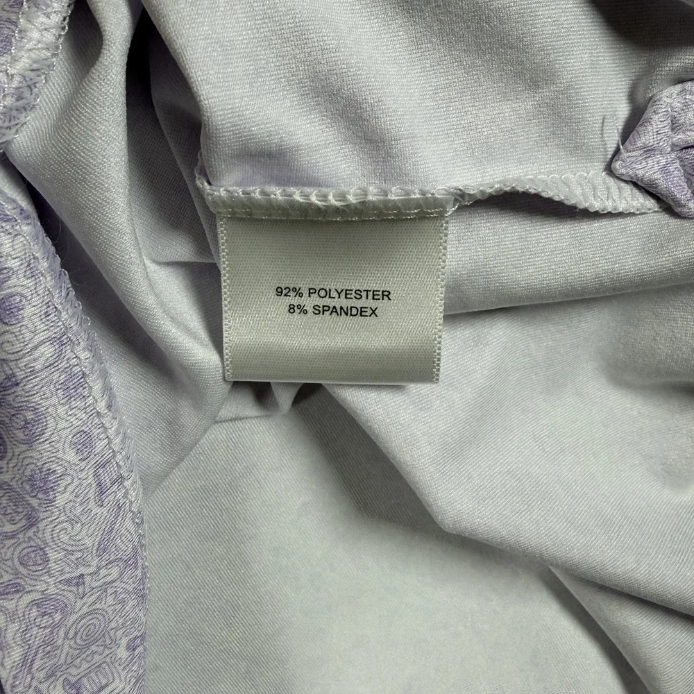 Peter Millar Summer Comfort Men's XL Purple/White Print Stretch Golf Polo Logo